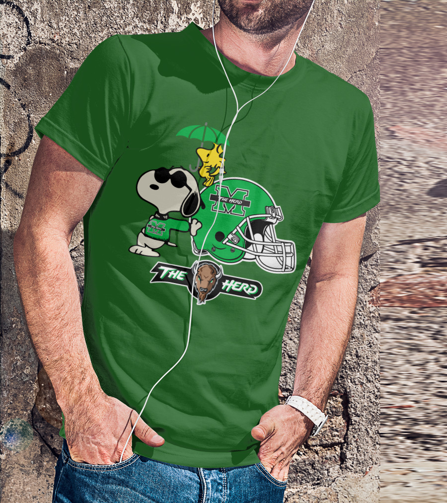 Marshall Thundering Herd Snoopy The Herd Football Helmet Woodstock Umbrella T-Shirt