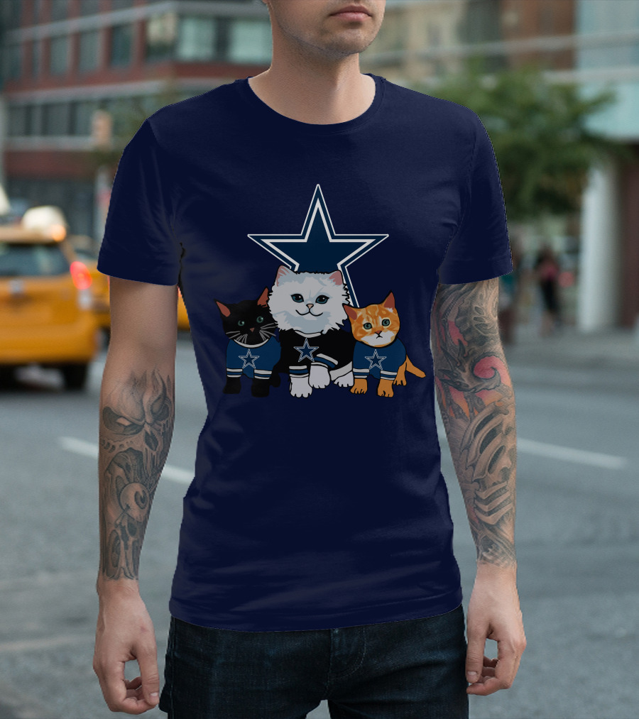 Dallas Cowboys Cute Cats with Star Logo Trio T-Shirt