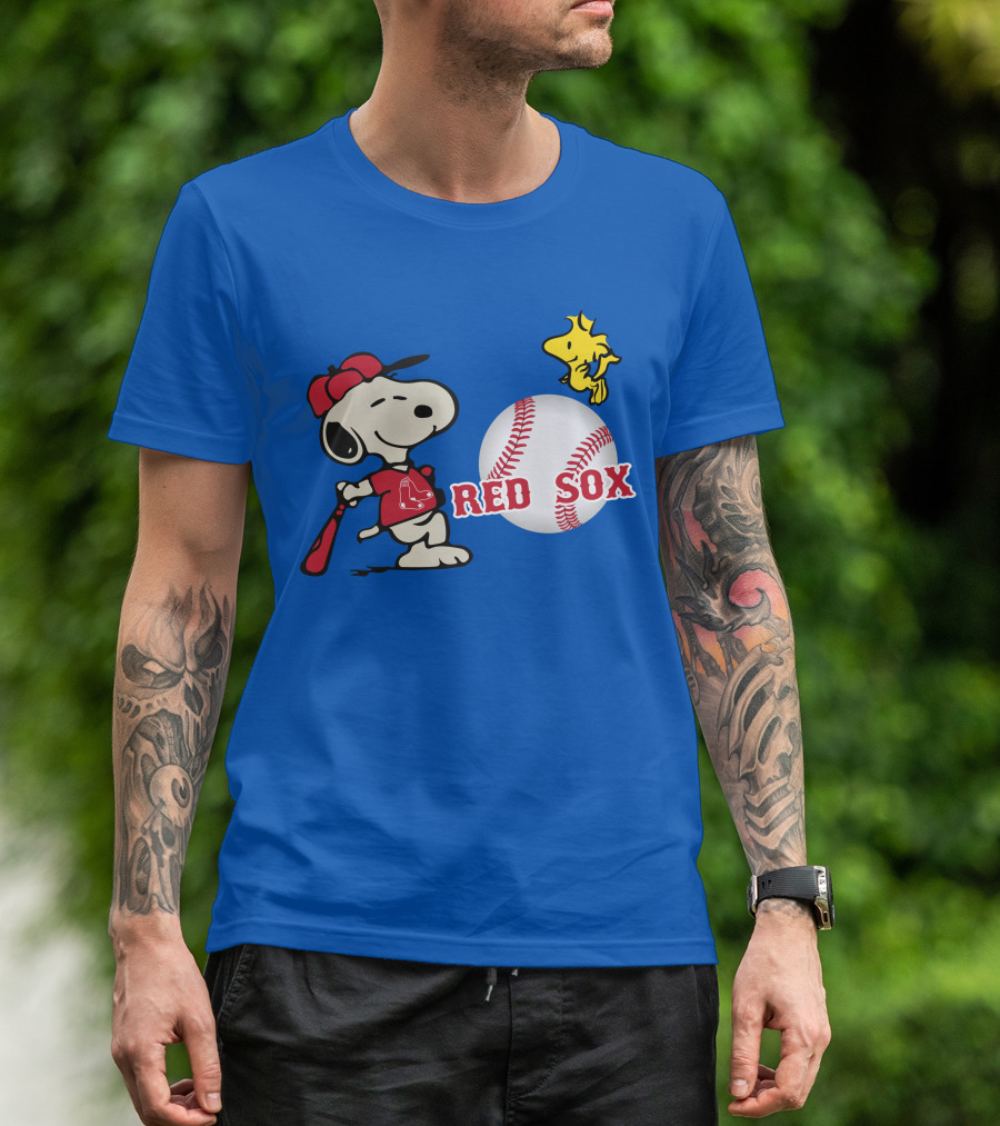 Snoopy Woodstock Boston Red Sox Baseball Peanuts T-Shirt