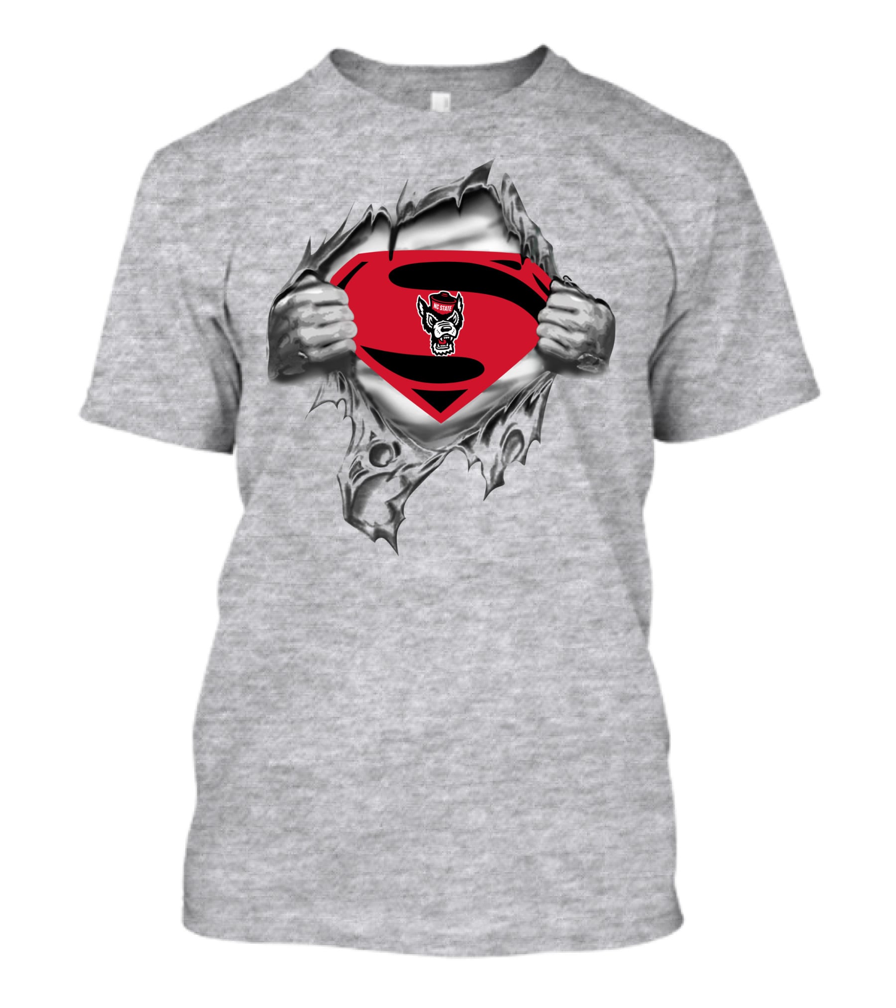 283 NC State Wolfpack Superman Logo Rip T-Shirt