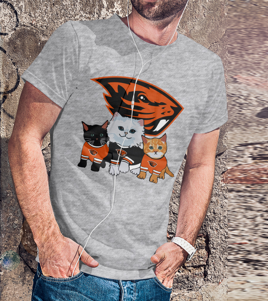 Oregon State Beavers Cats In Team Jerseys T-Shirt