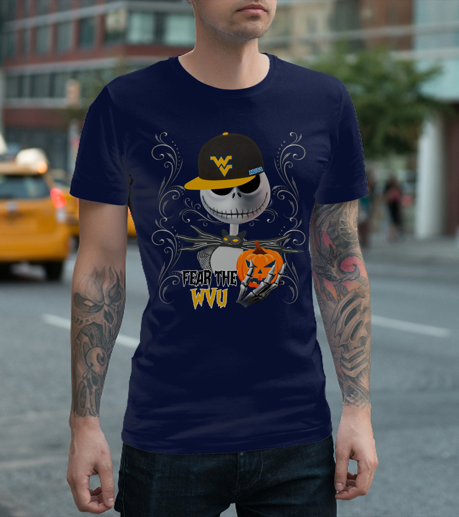 Fear The WVU Mountaineers Halloween Jack Skellington T-Shirt
