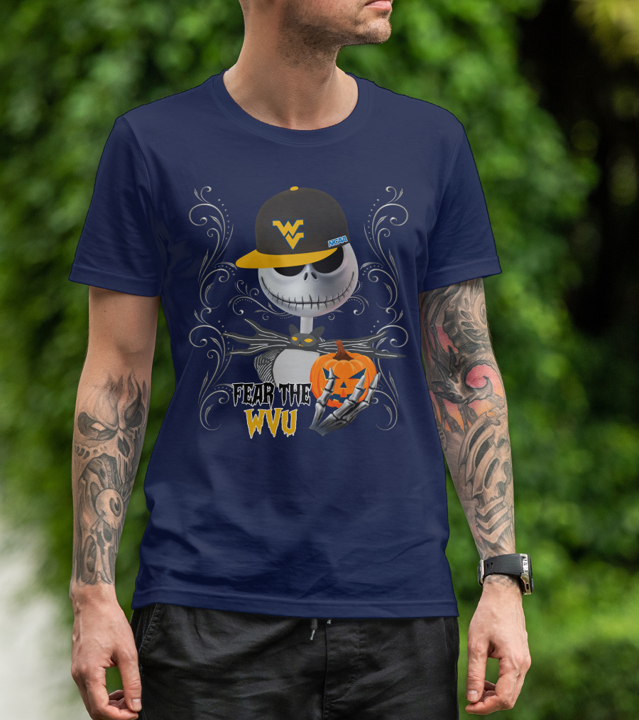 Fear The WVU Mountaineers Halloween Jack Skellington T-Shirt