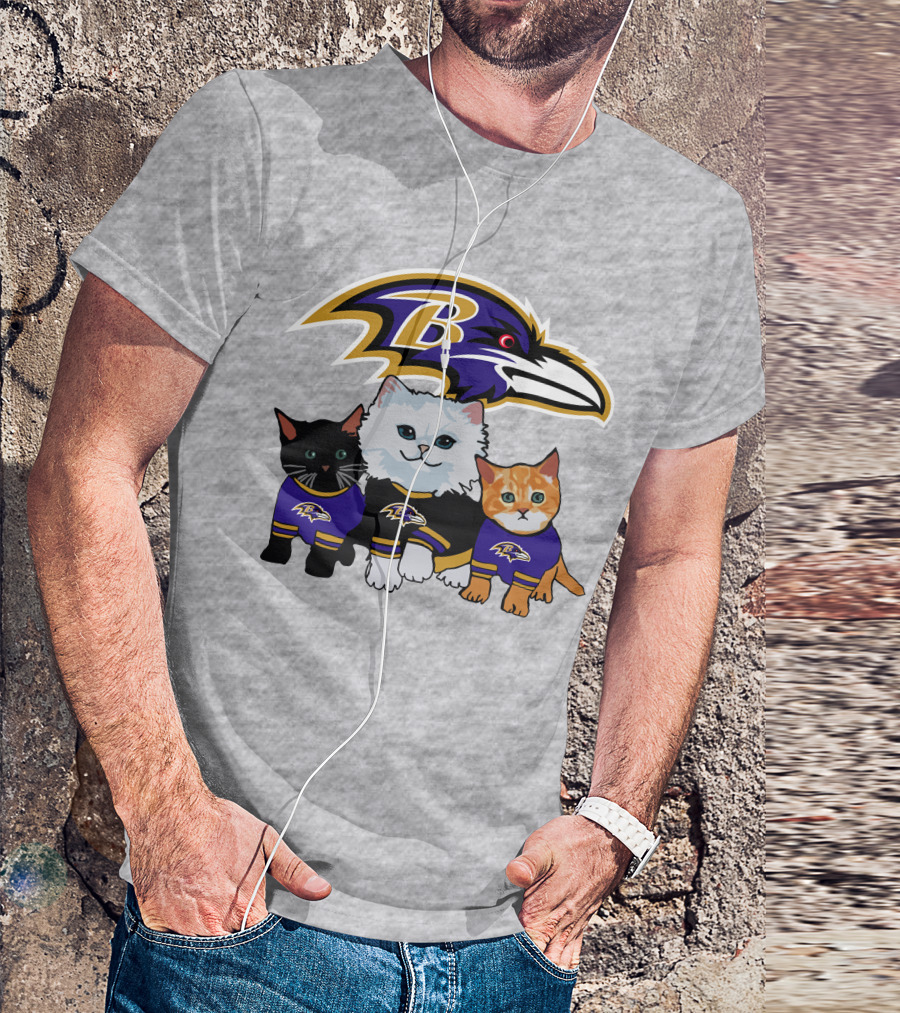 Baltimore Ravens Cats In Team Jerseys T-Shirt