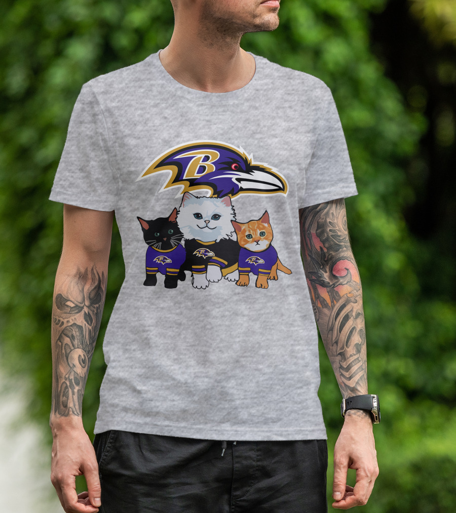 Baltimore Ravens Cats In Team Jerseys T-Shirt