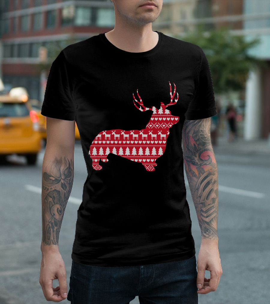 Welsh Corgi Christmas Reindeer T-Shirt