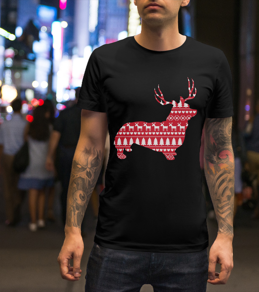 Welsh Corgi Christmas Reindeer T-Shirt