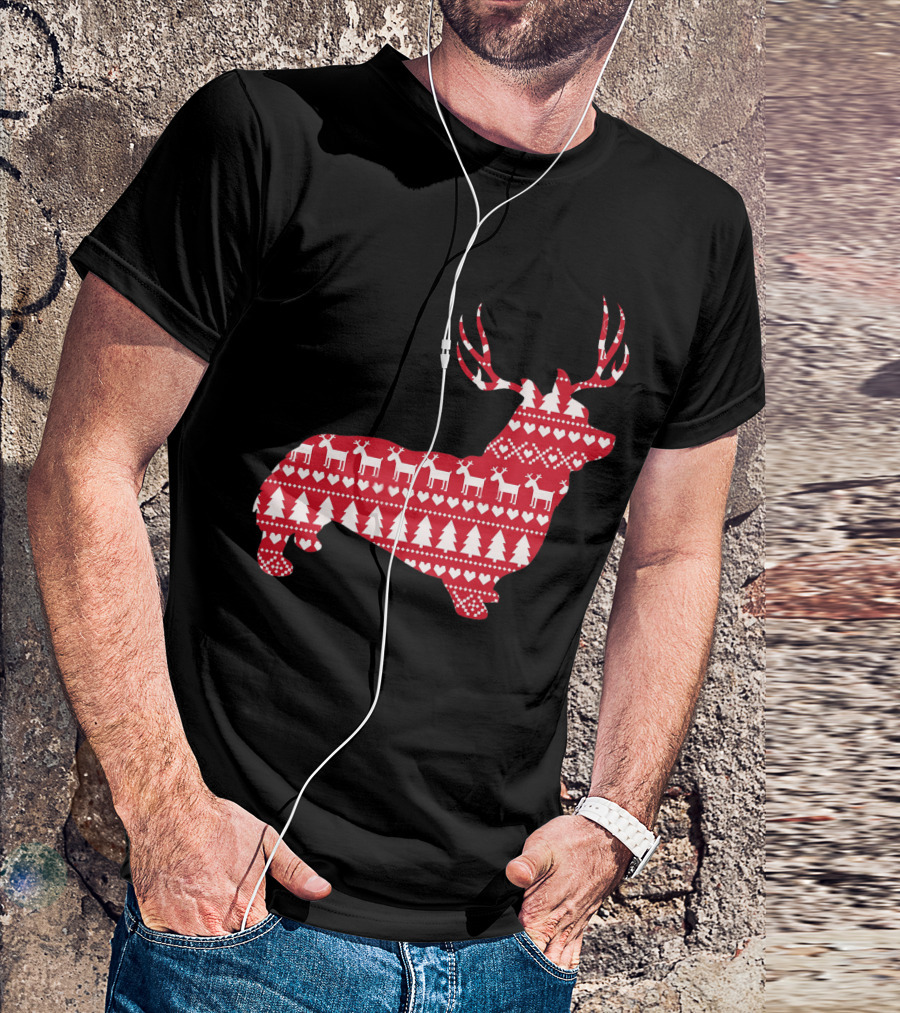 Welsh Corgi Christmas Reindeer T-Shirt