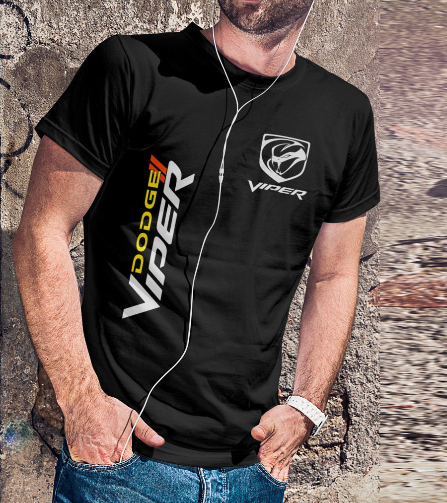 Dodge Viper Vertical Logo And Iconic Snake Emblem T-Shirt