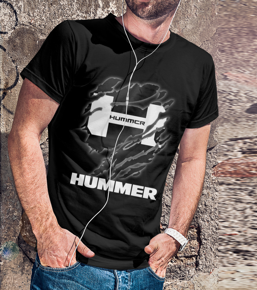 Hummer Logo With Claw Marks Text Overlay T-Shirt