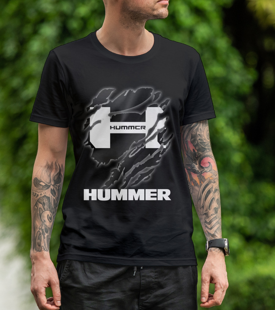 Hummer Logo With Claw Marks Text Overlay T-Shirt