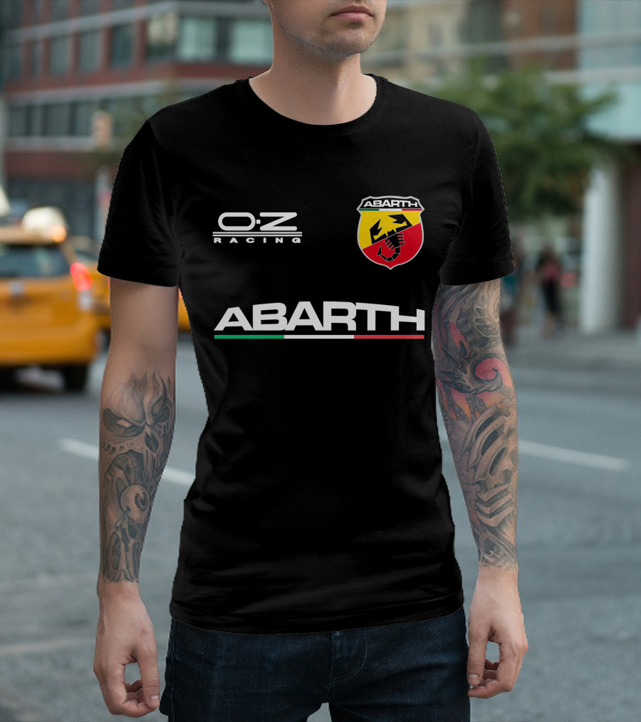 O.Z Racing Abarth Logo Scorpion Emblem with Italian Flag Stripe T-Shirt