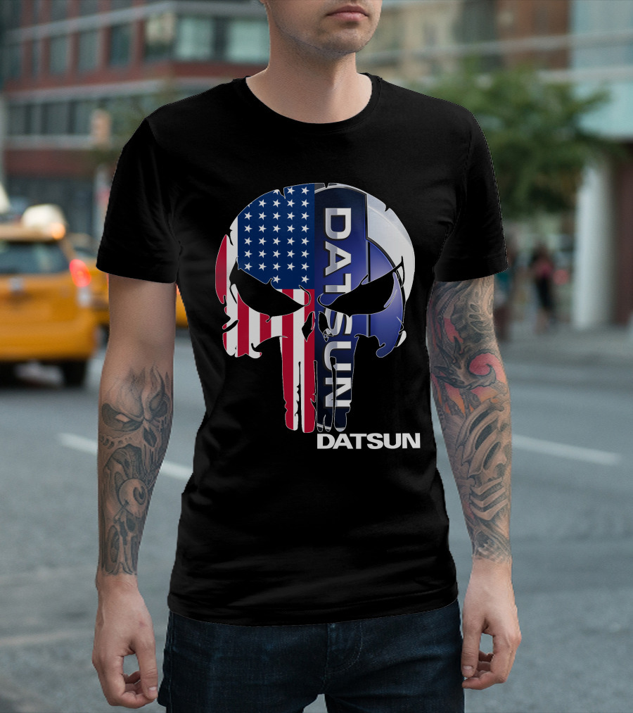 Datsun Punisher Skull American Flag T-Shirt