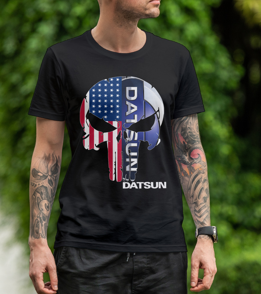 Datsun Punisher Skull American Flag T-Shirt