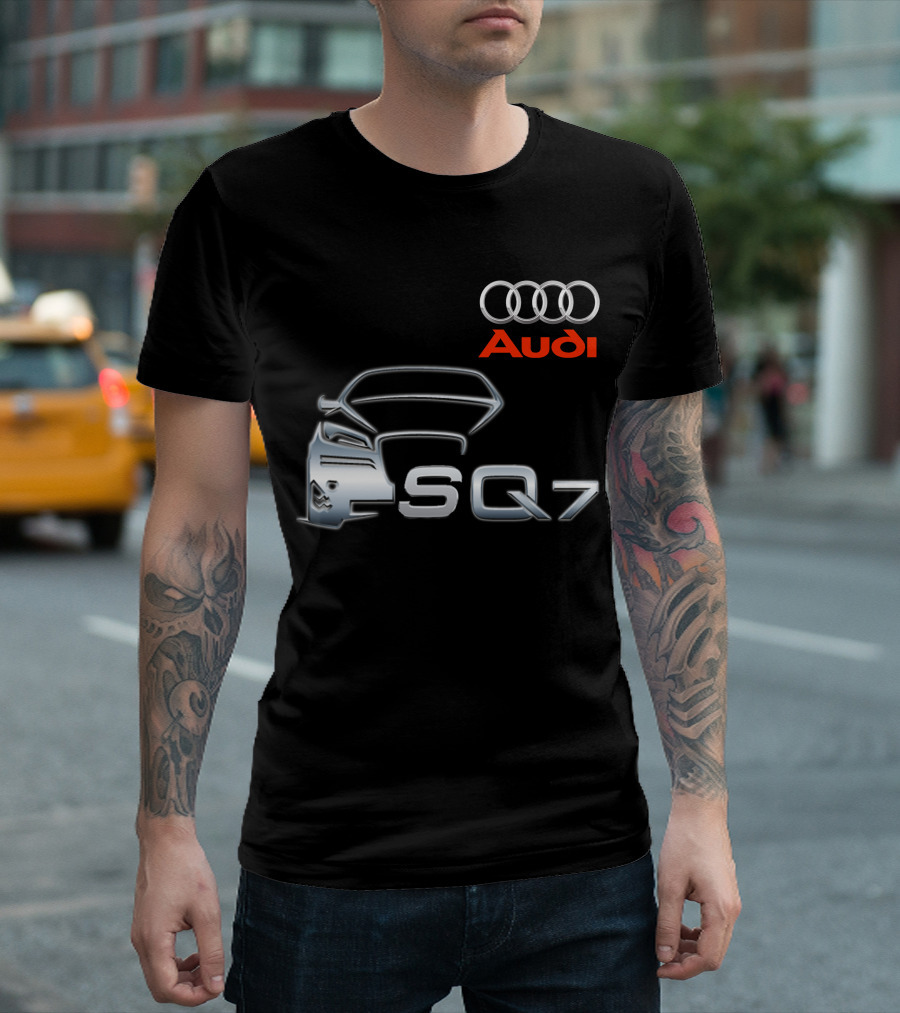 Audi SQ7 Car Outline Emblem with Iconic Four Rings T-Shirt