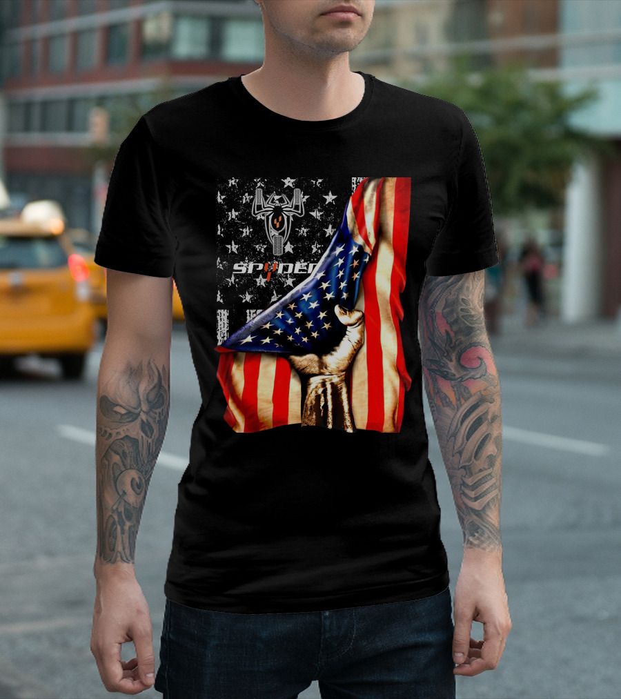 Spyder Spider Logo American Flag Hand Grasping T-Shirt