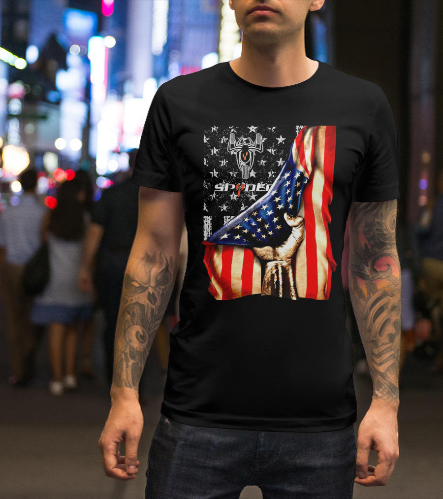 Spyder Spider Logo American Flag Hand Grasping T-Shirt
