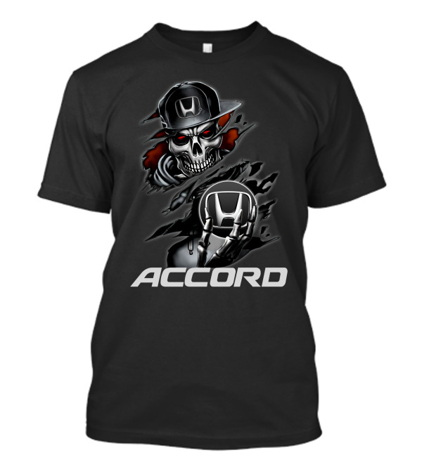 Honda Accord Skull Design Black Hat Red Eyes T-Shirt
