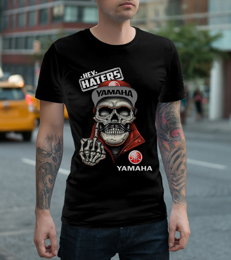 YAMAHA Hey Haters Skeleton Skull With Red Jacket And Cap T-Shirt