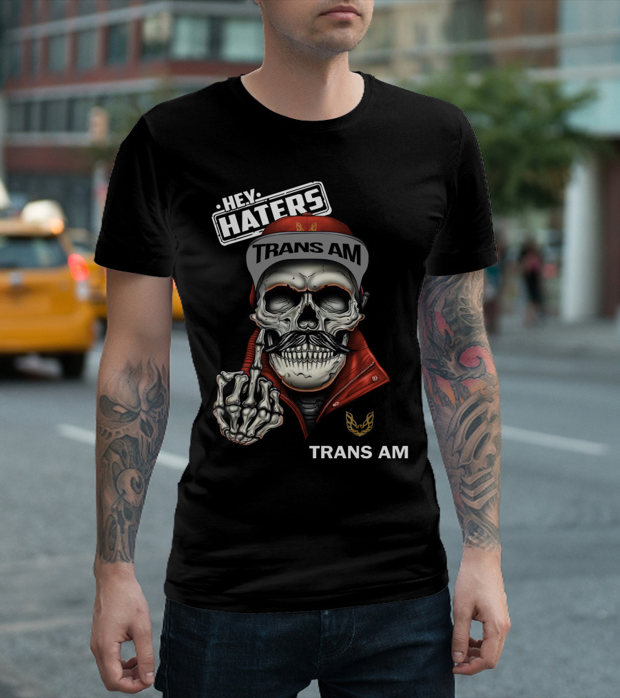 HEY HATERS TRANS AM Skull with Jacket and Cap T-Shirt