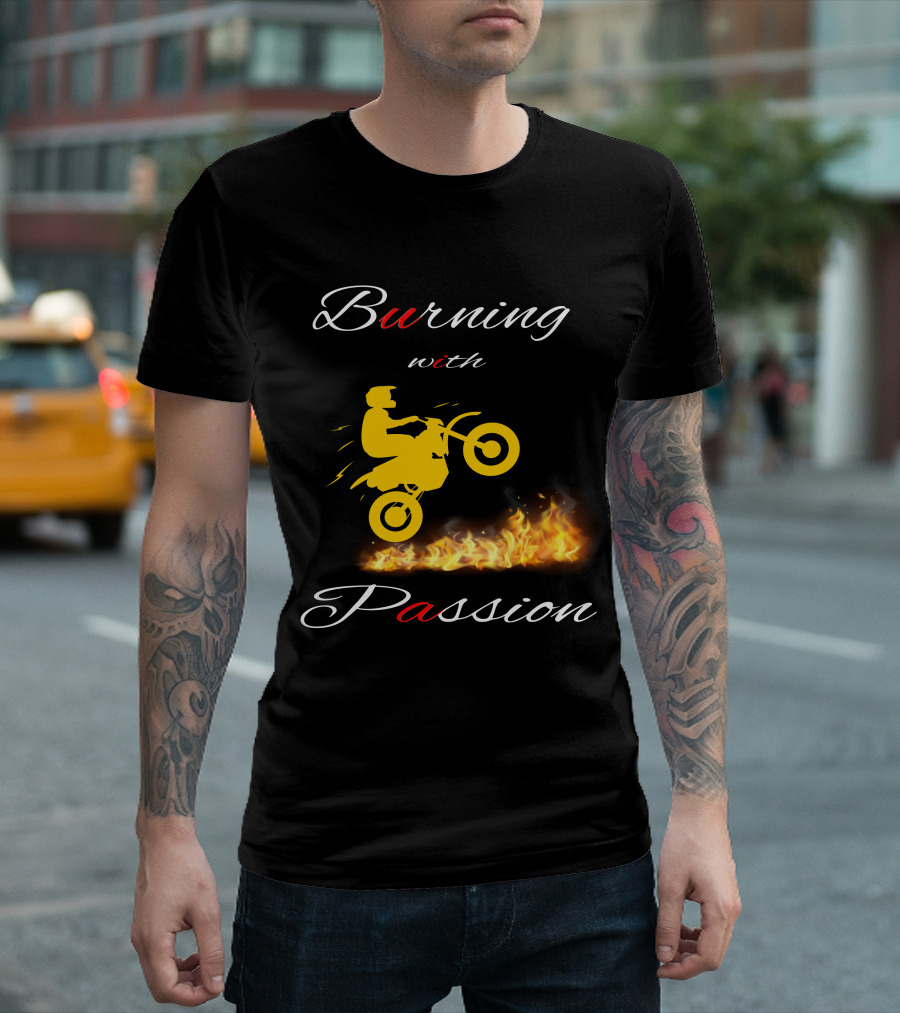 Burning with Passion Motorcycle Wheelie Flames T-Shirt