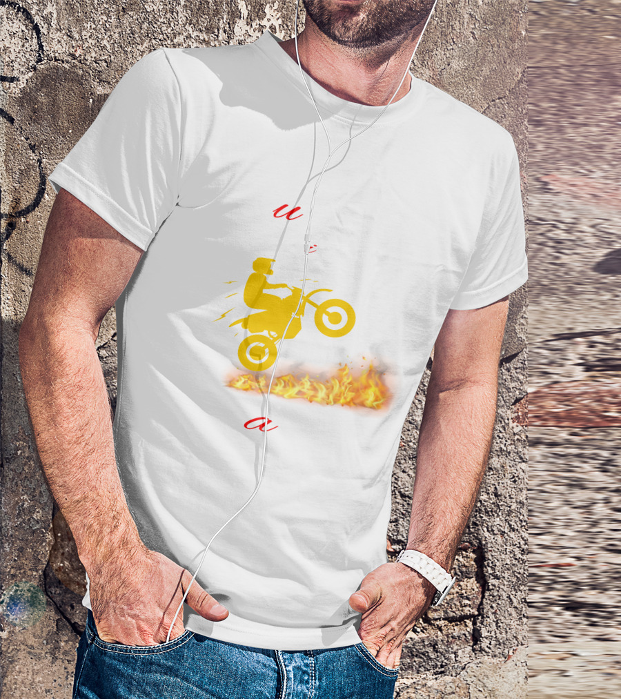 Burning With Passion Motorcycle Wheelie Flames T-Shirt