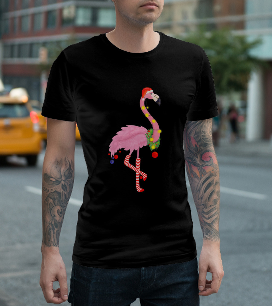 Cute And Fun Christmas Tropical Flamingo T-Shirt