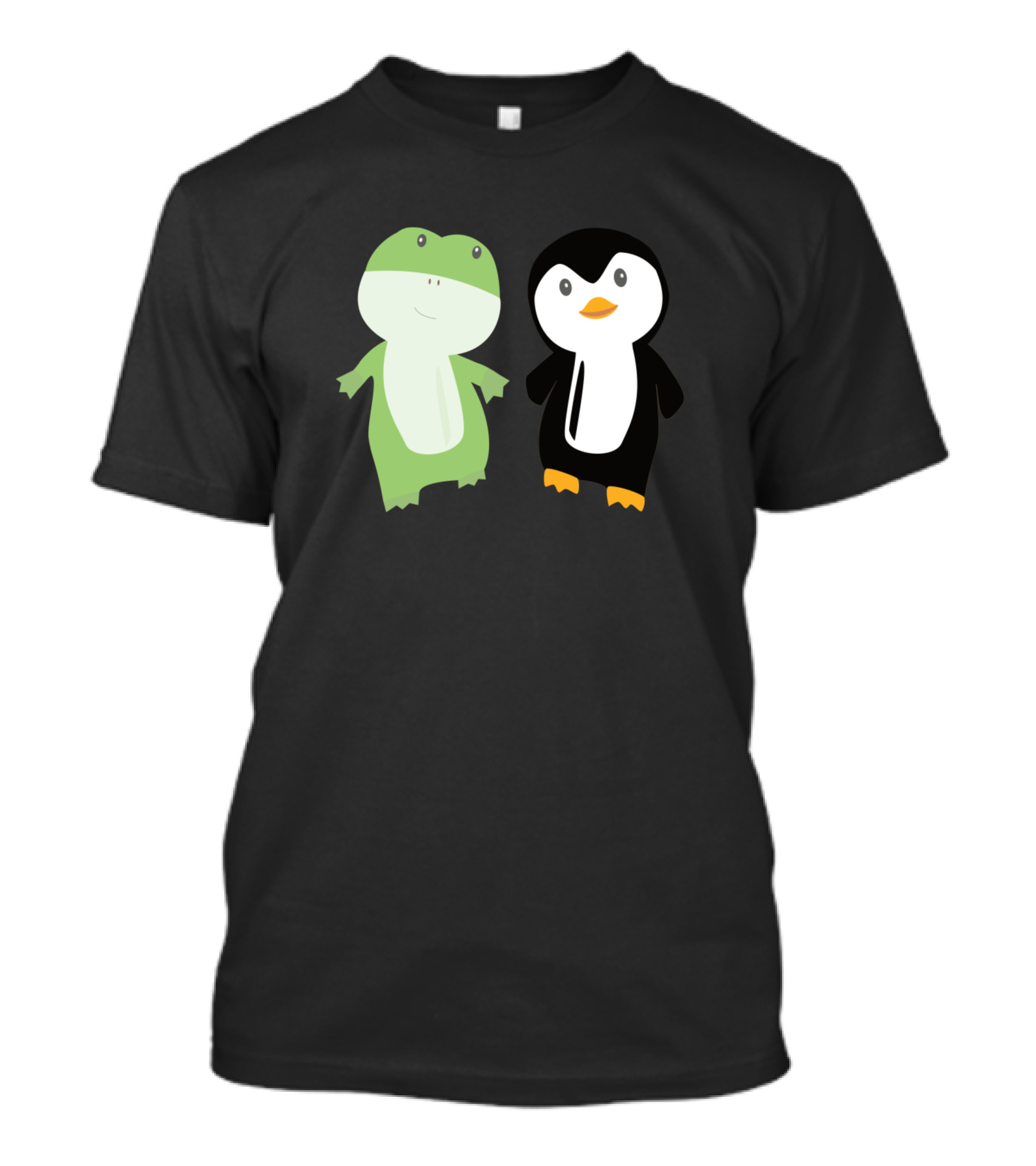 Frog Penguin Funny Animal Friends Cute Cartoon Duo T-Shirt