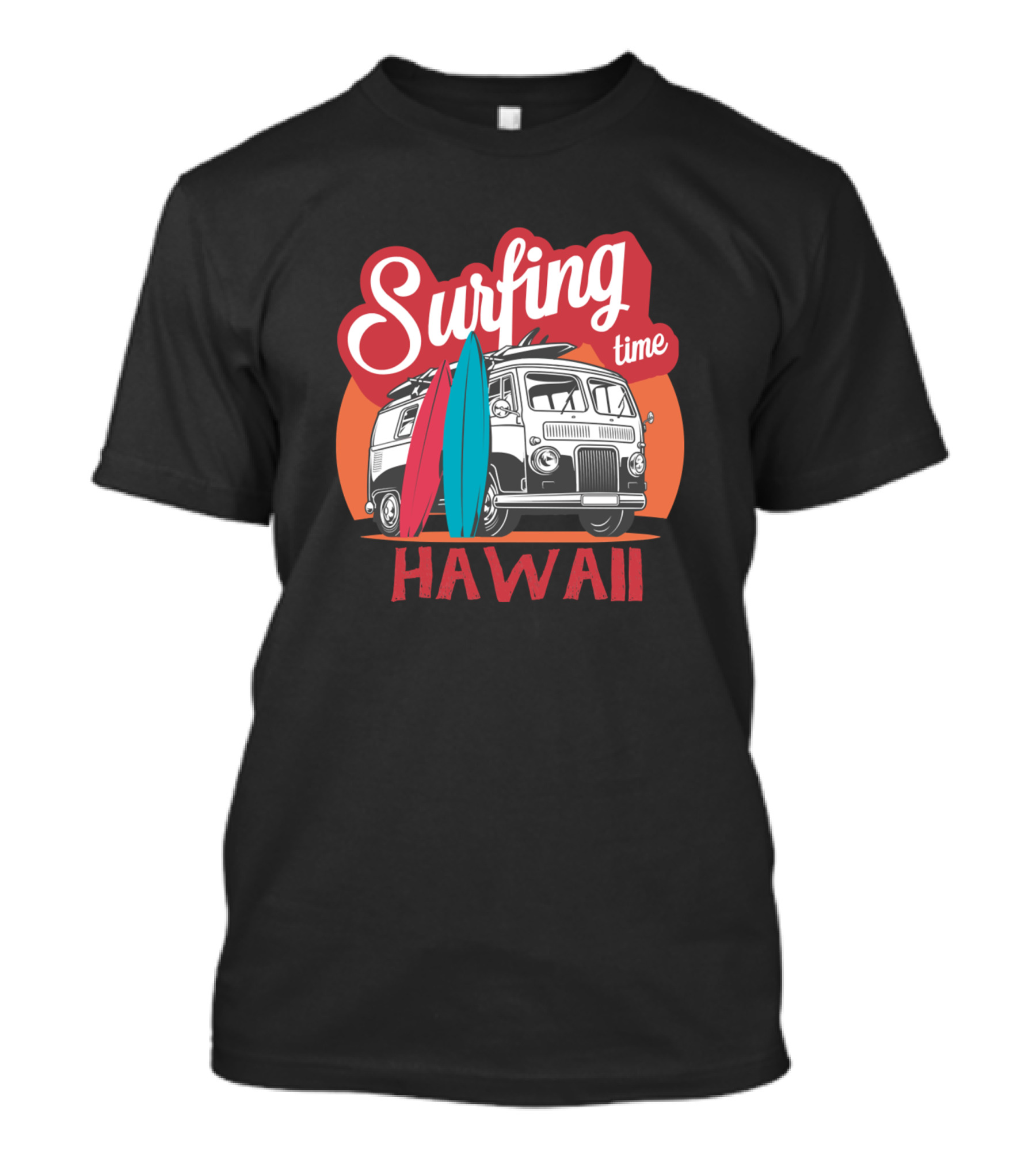 Surfing Time Hawaii Retro Hippie Van Beach Surfer T-Shirt
