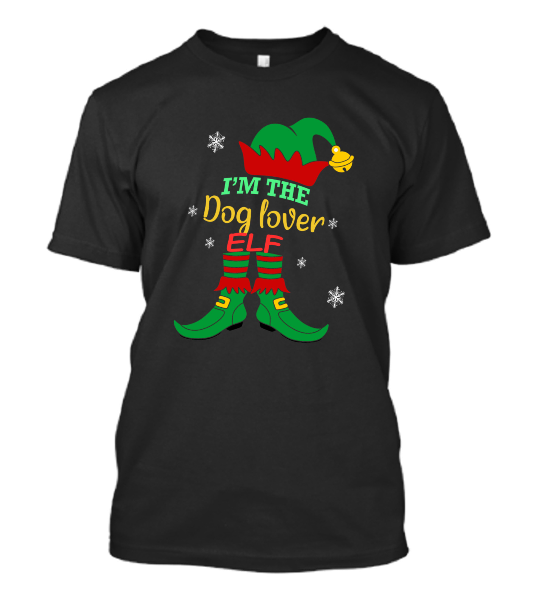 I'm The Dog Lover Elf Christmas Snowflakes Hat And Shoes T-Shirt