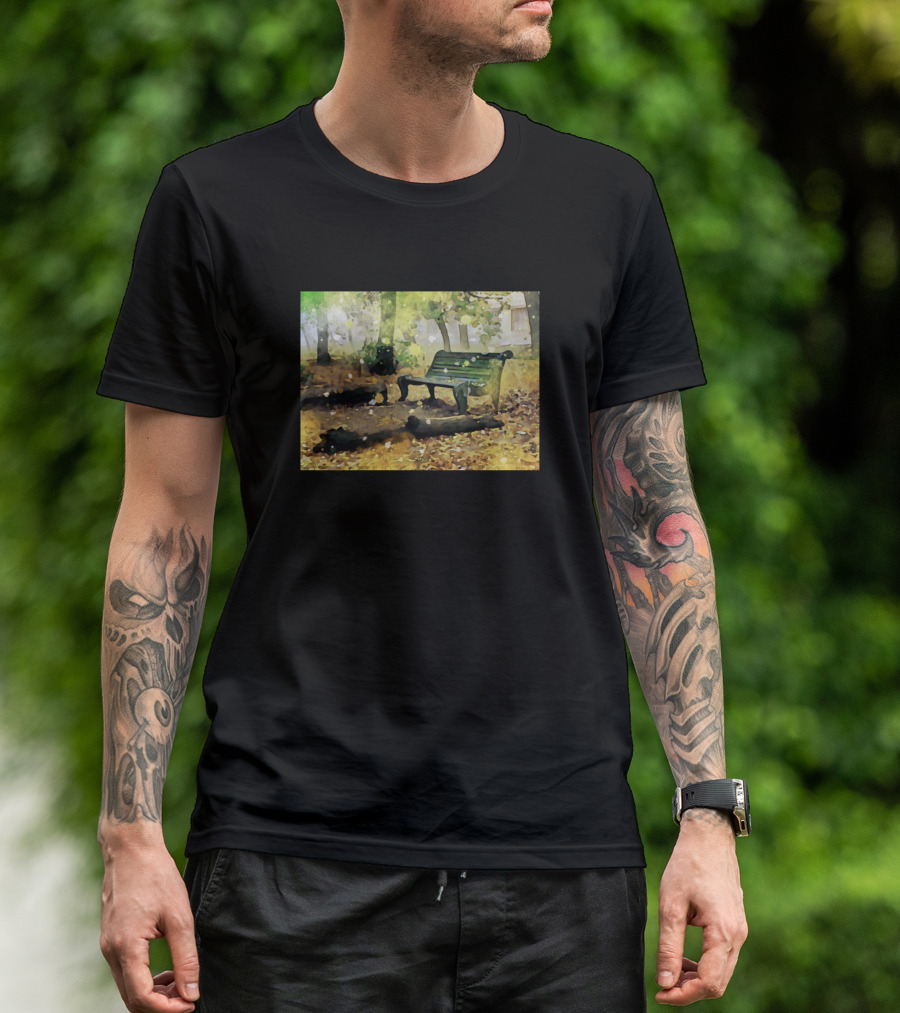 Autumn Park Bench In Its Fall Season T-Shirt