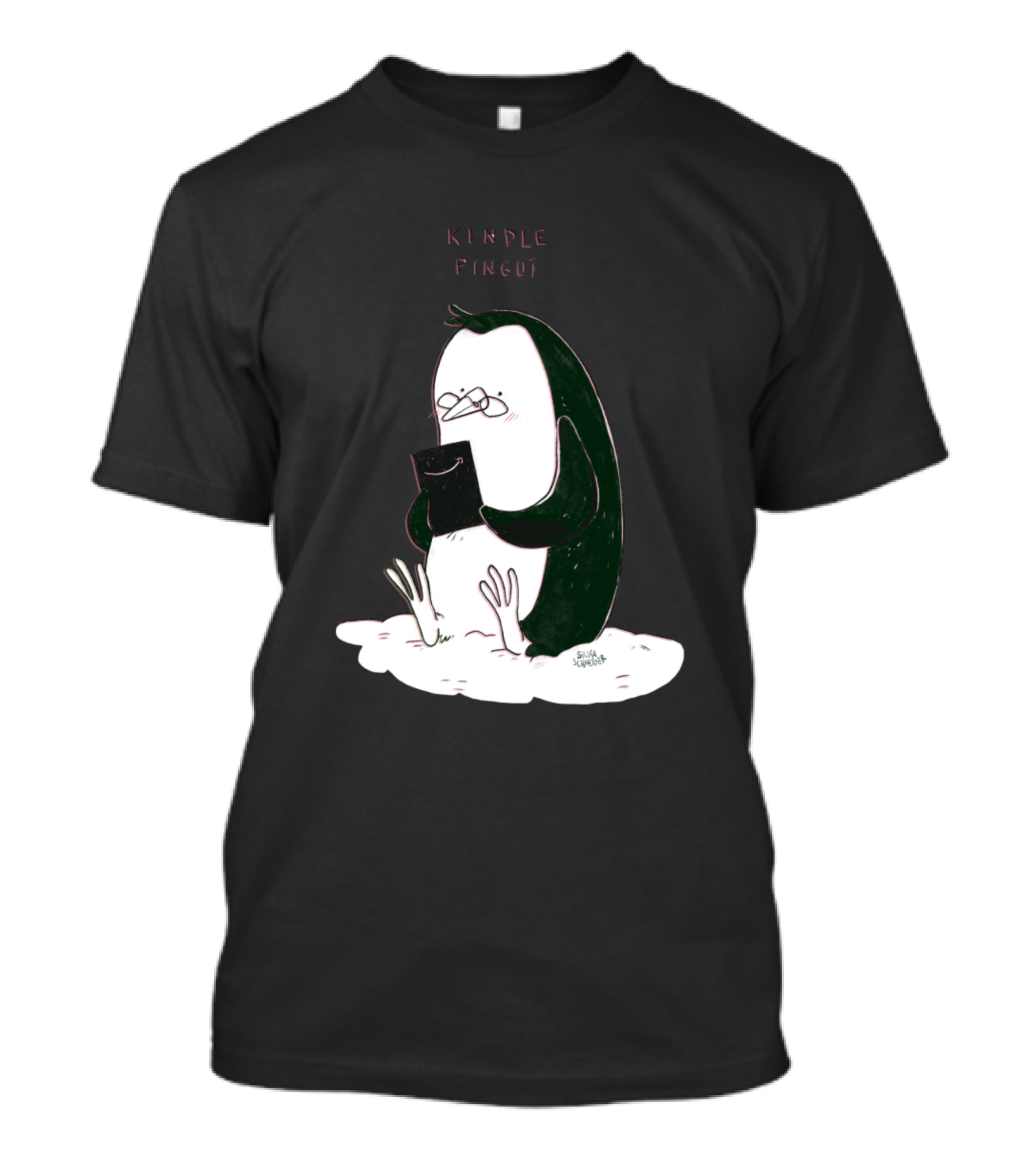 Kindle Pingu Reading Penguin With Tablet T-Shirt