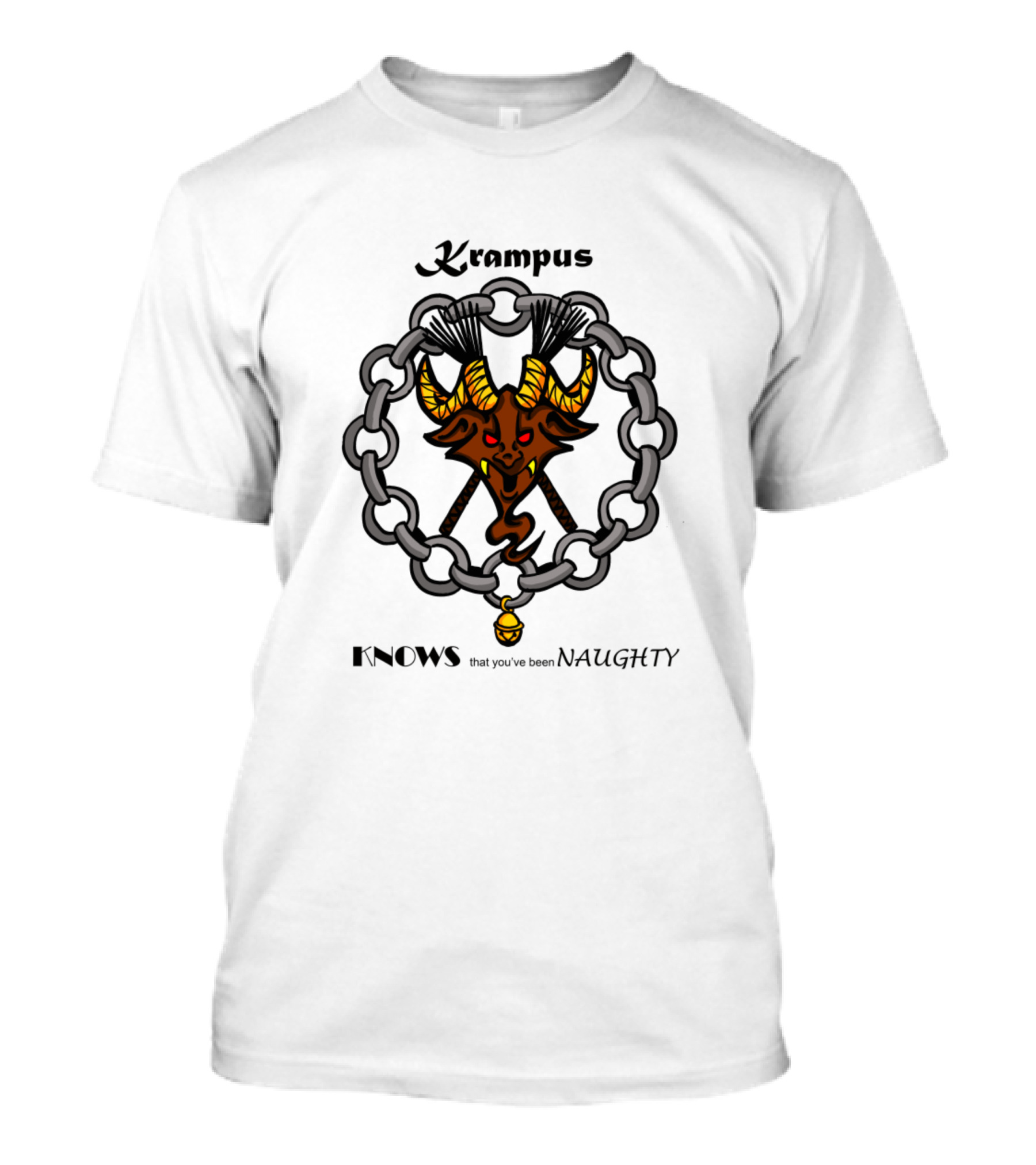 Krampus Knows You've Been Naughty With Chain And Bell T-Shirt