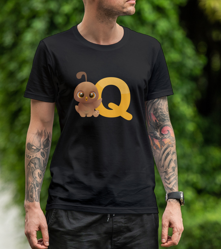 Letter Q Cute Brown Animal Alphabet T-Shirt