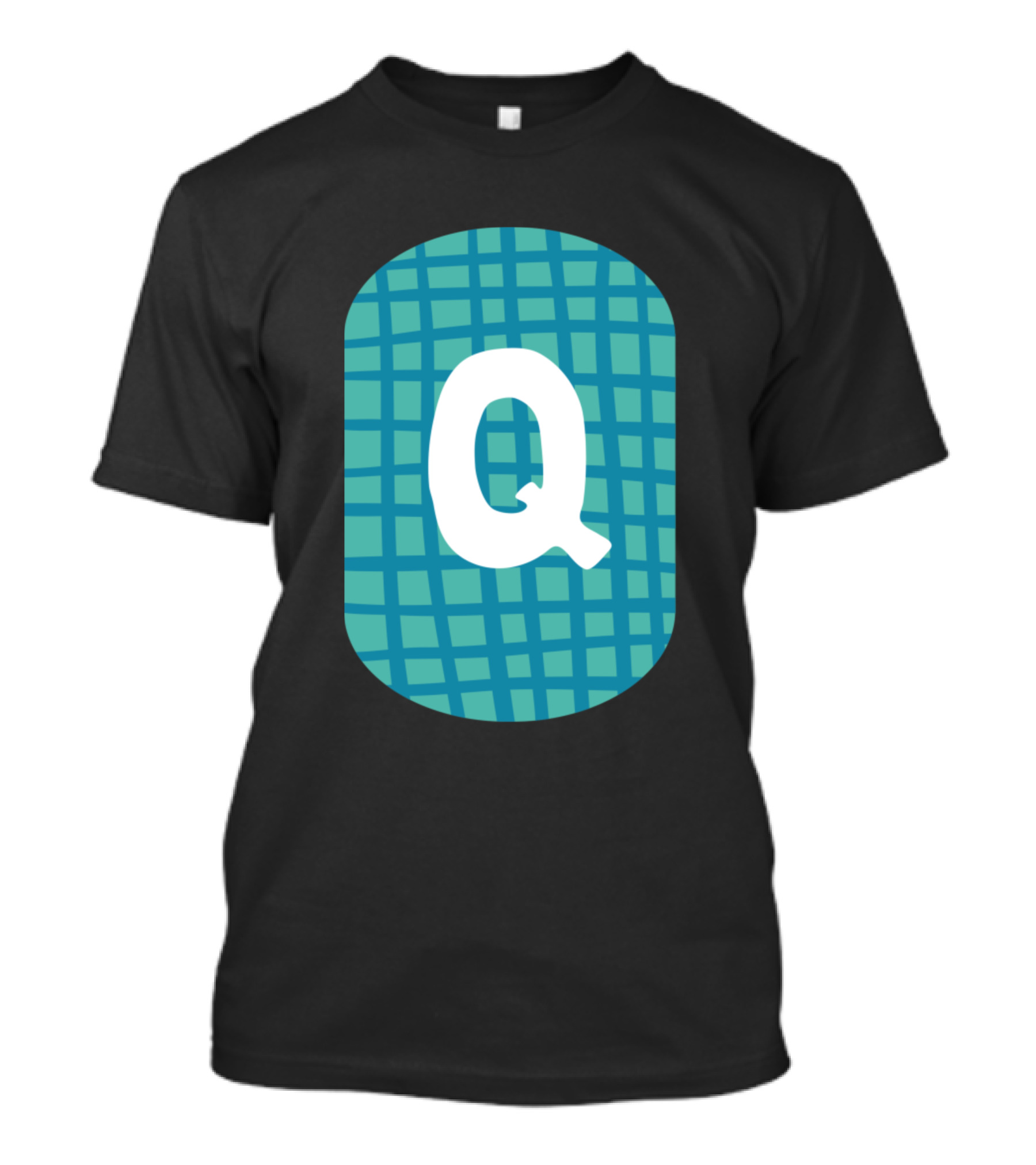 Q Blue Patterned Square Alphabet T-Shirt