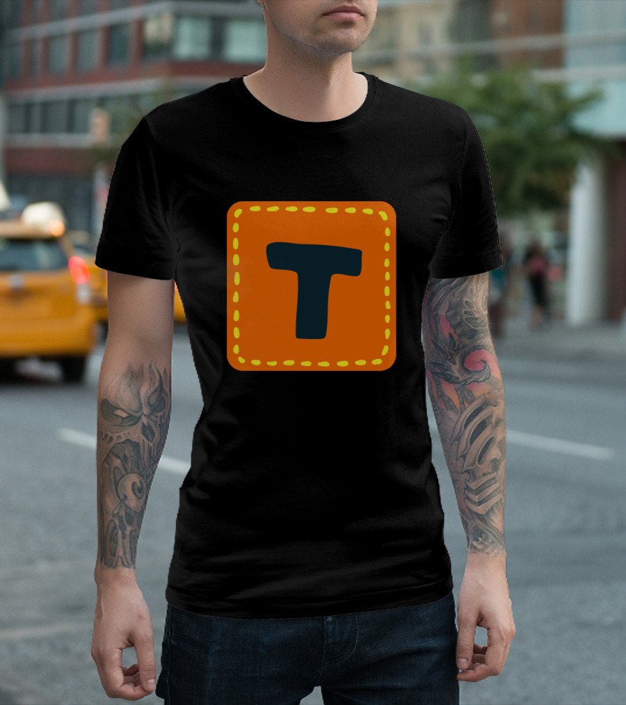 Colorful Square T Alphabet Letter T-Shirt