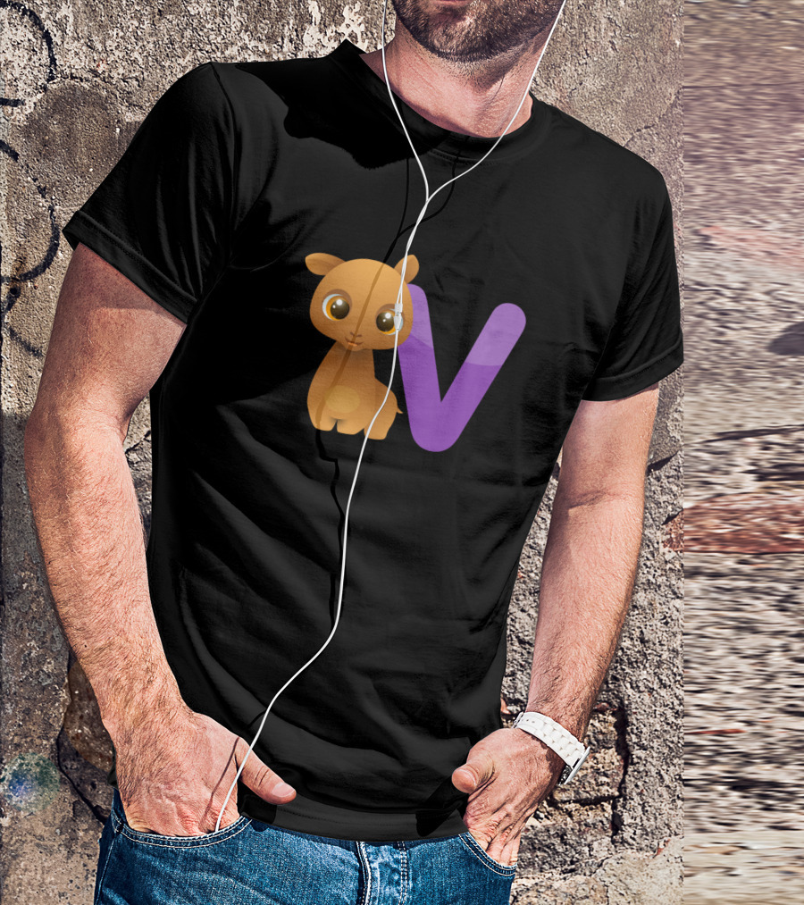 V Animal Alphabet With Cute Animal T-Shirt