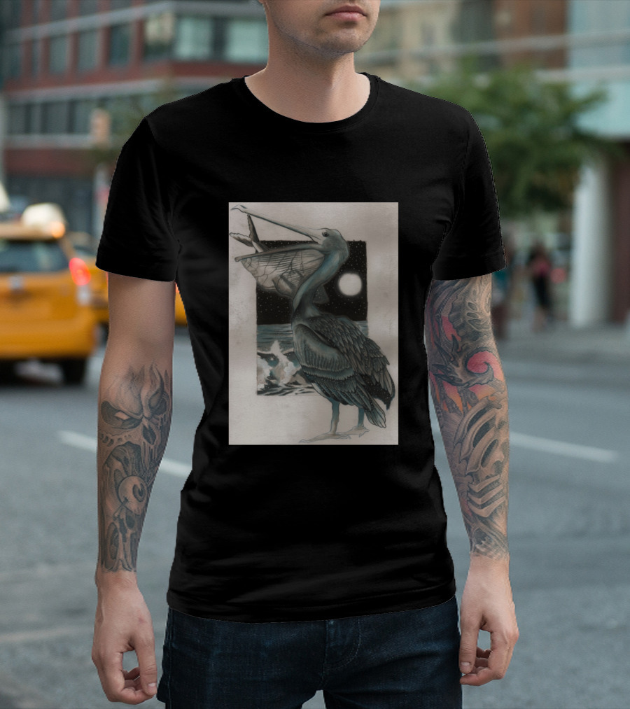 Pelicans We Ocean Night Scene T-Shirt