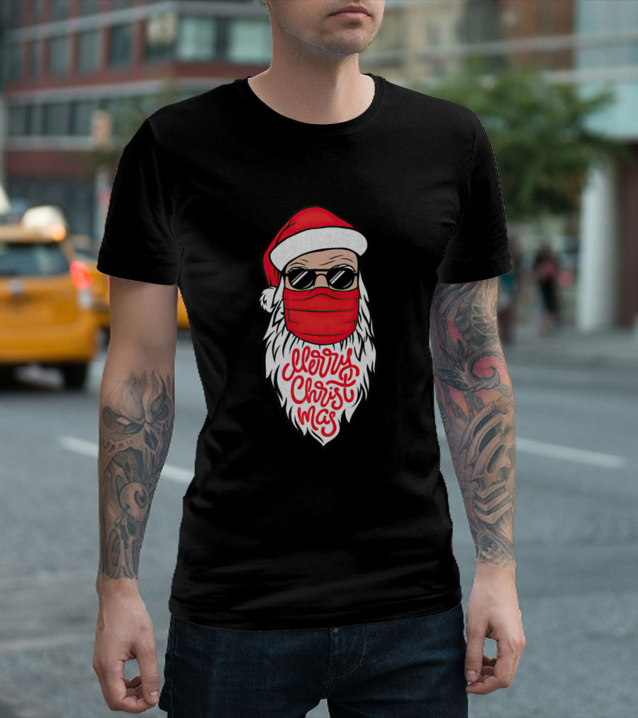 Santa Merry Christmas Beard Mask T-Shirt