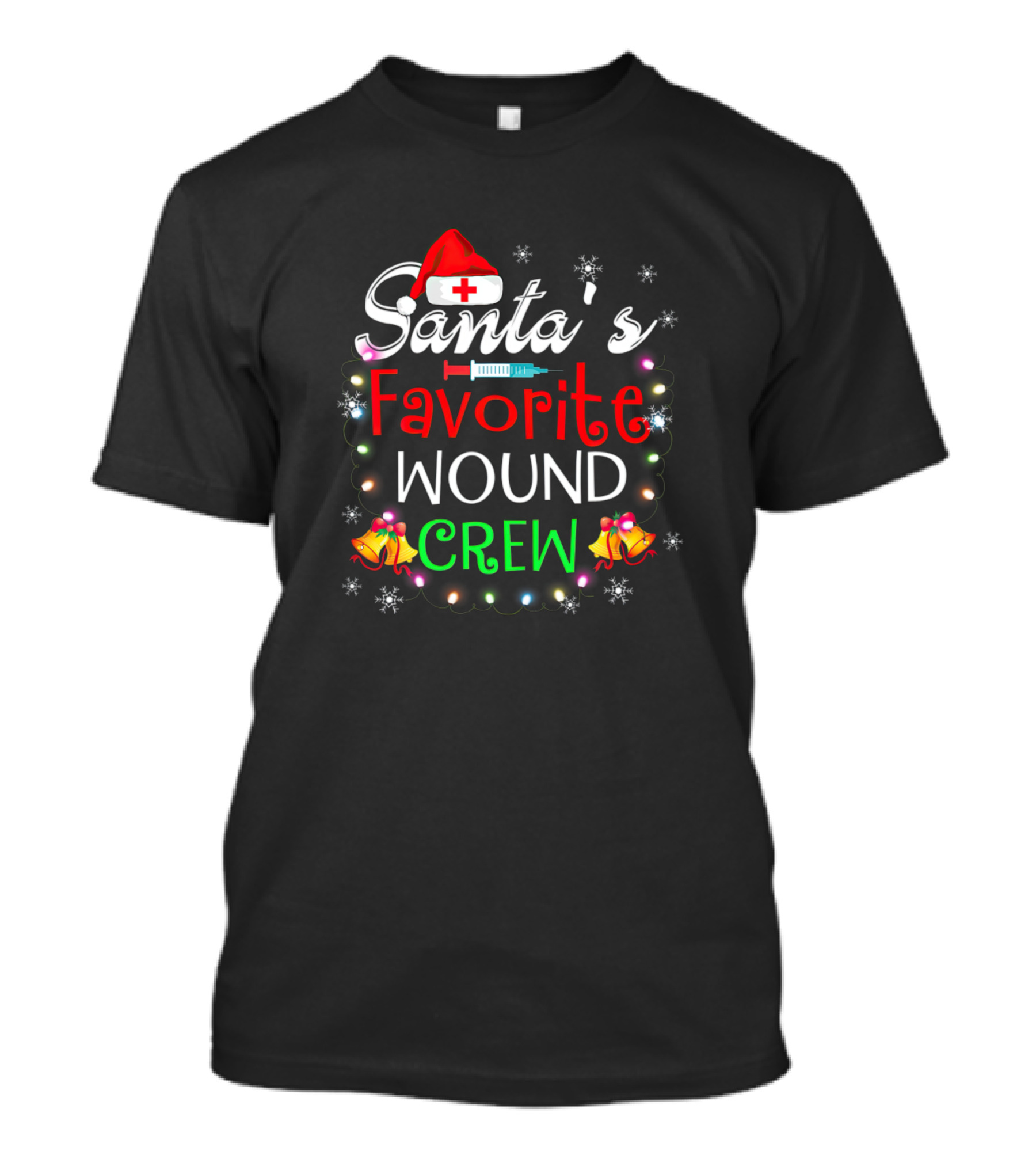 Santa's Favorite Wound Crew Christmas Lights And Bells T-Shirt