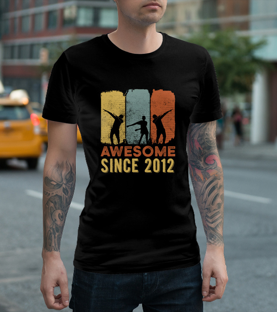 Awesome Since 2012 Vintage 8 Year Old Birthday For Boy Silhouette Dabbing T-Shirt