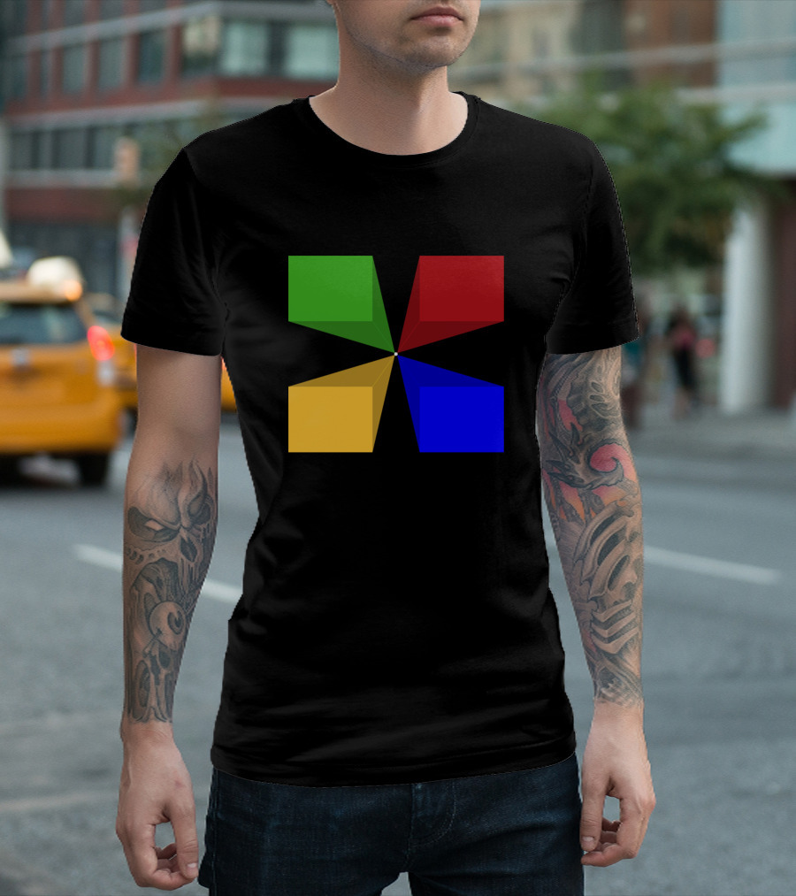 3D Green Red Yellow Blue Cube T-Shirt