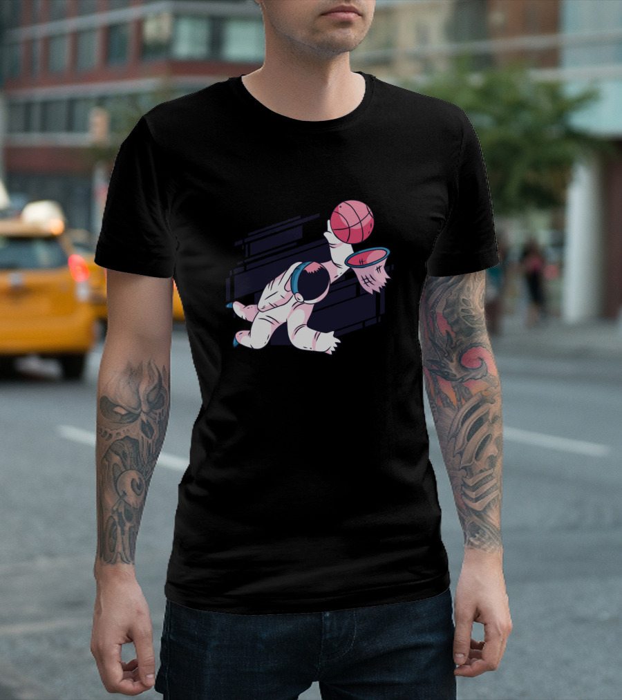 Astronaut Slam Dunk Basketball Space Adventure T-Shirt