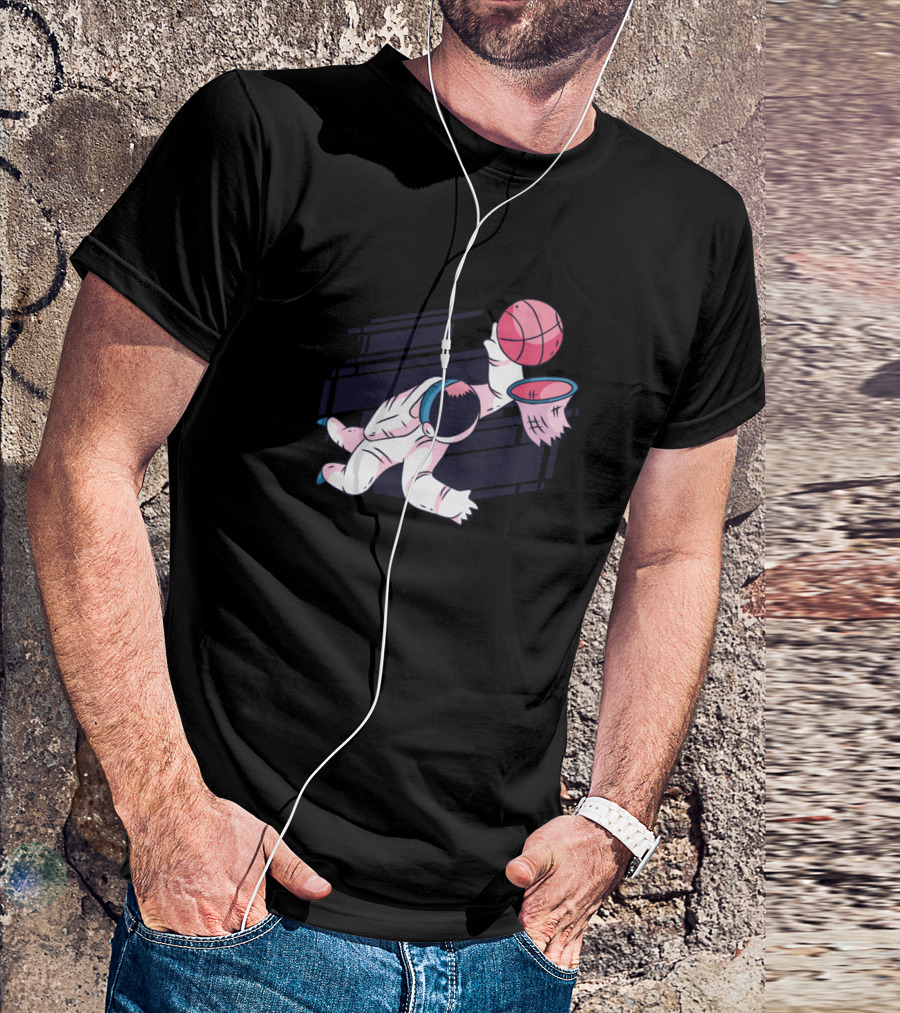 Astronaut Slam Dunk Basketball Space Adventure T-Shirt