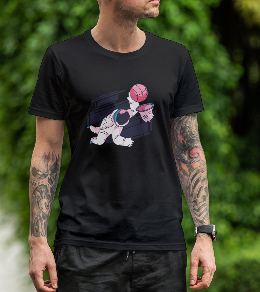 Astronaut Slam Dunk Basketball Space Adventure T-Shirt
