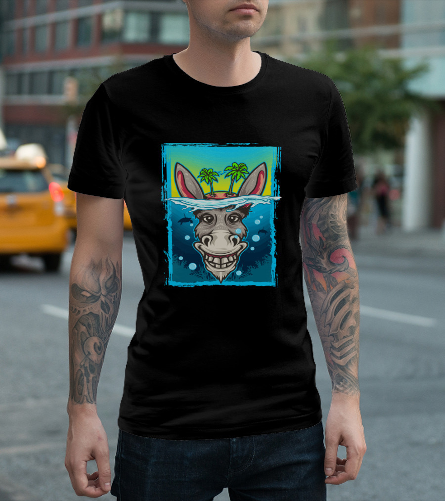 Beach Donkey Island Palms Ocean Adventure T-Shirt