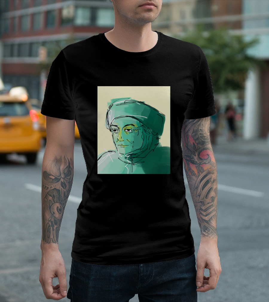 Boethius Philosopher Sketch in Green Tones T-Shirt