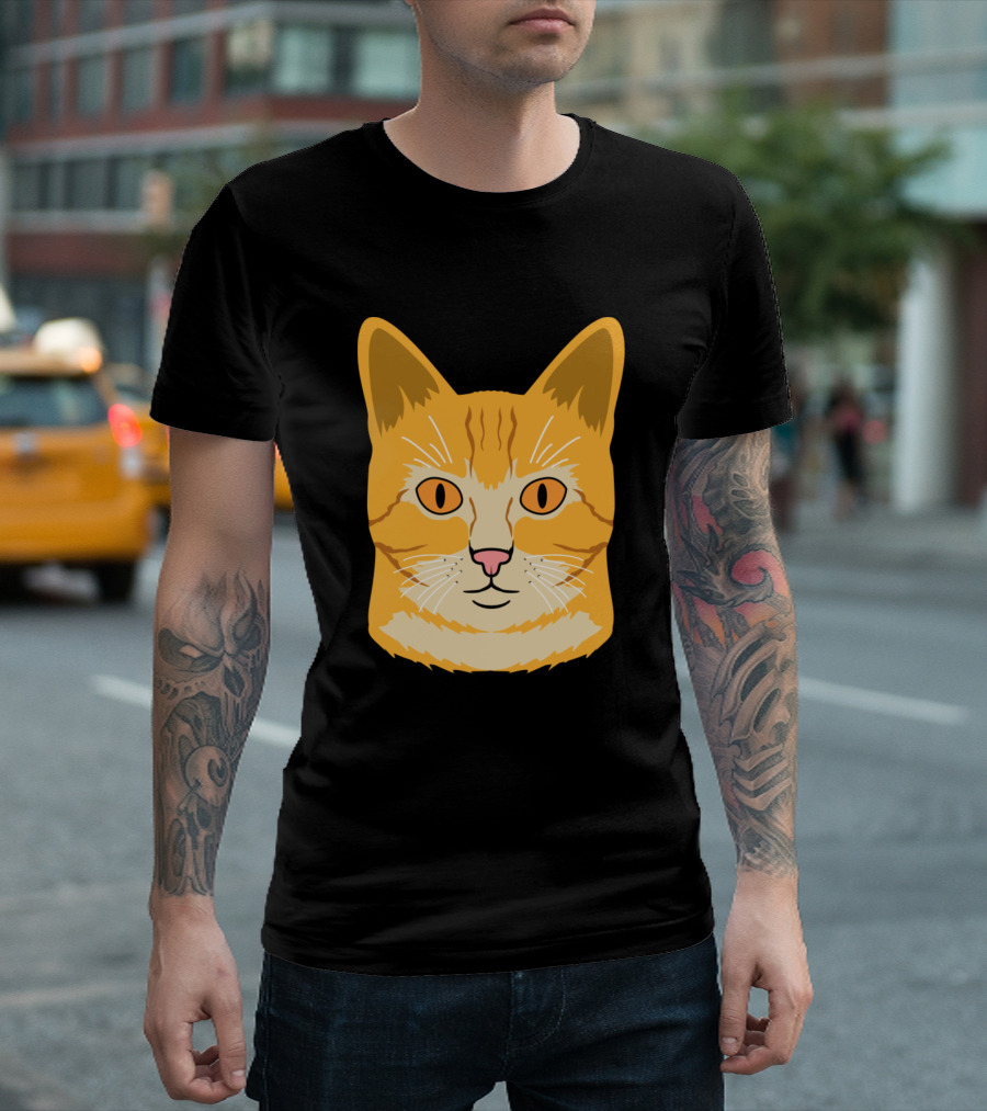 Boring Cat Orange Tabby Face Icon T-Shirt