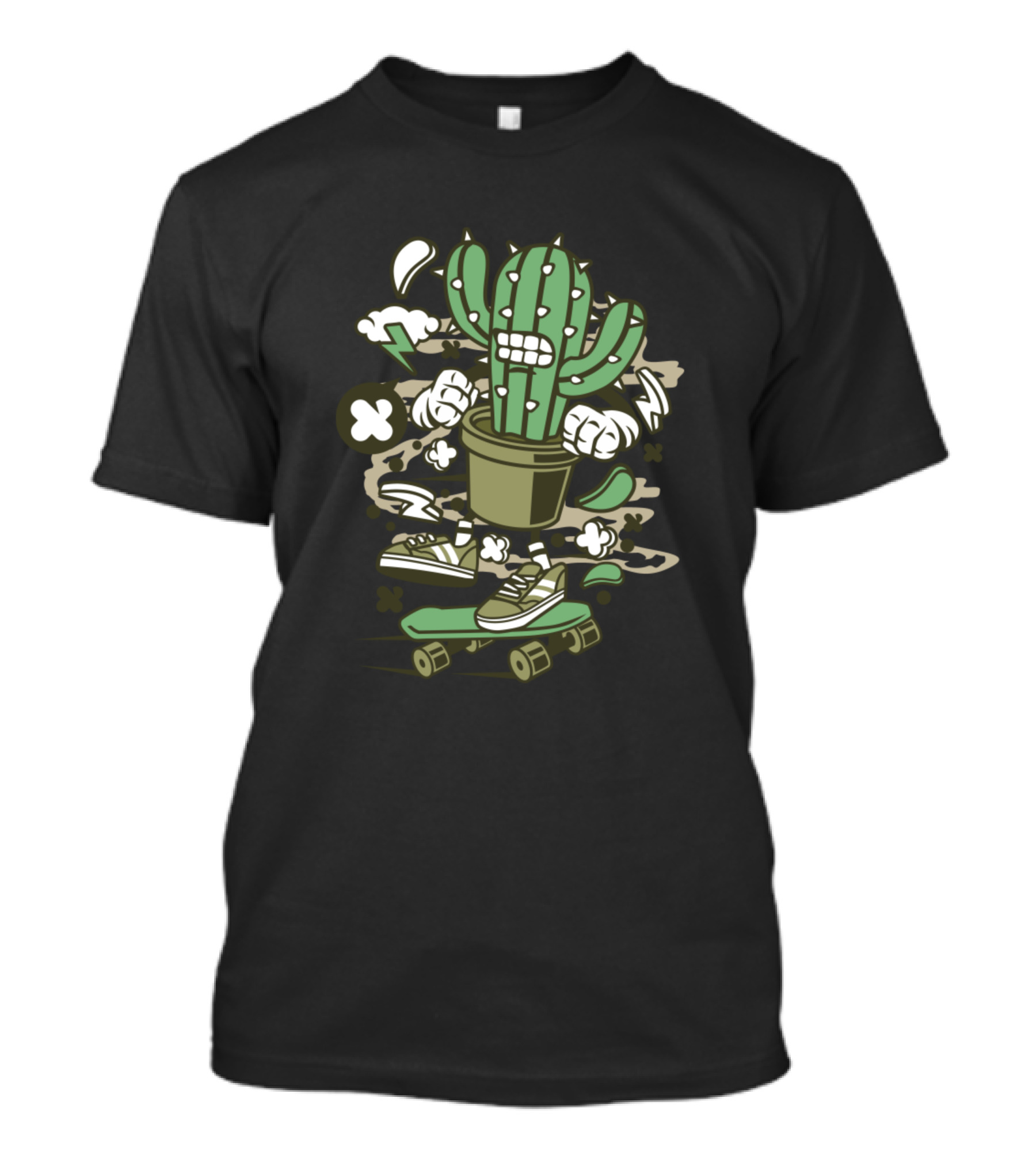 Cactus Skater Animated Comics Characters Sneaker T-Shirt