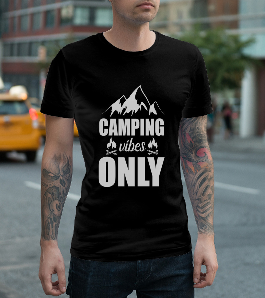 Camping Vibes Only Mountain Adventure Fire T-Shirt